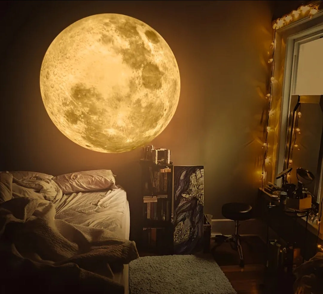 Starry Sky Projection Lamp, USB Powered, 360° Rotatable, Moon Lamp with Yellow, White, and Blue Slides, Bedroom Ceiling Decor Light.
