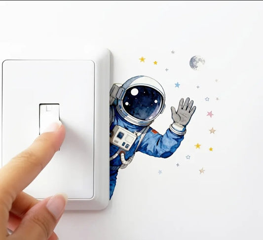 (2 pack)Astronaut Wall Stickers, Switch Stickers, Space Atmosphere, Switch Panel Decoration, Children's Room Decoration, Self-adhesive Detachable Design, Easy Installation, Indoor
