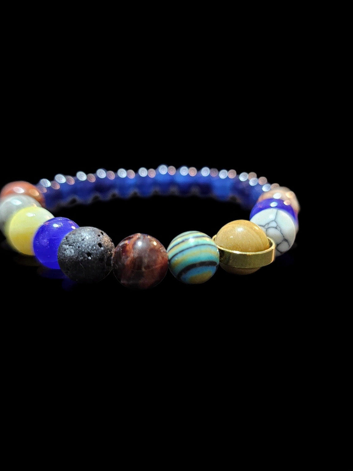 Universe-Inspired Galaxy Solar System Eight Planets Unisex Bracelet - Natural Seven Chakra Stone Beads Handcrafted, Adjustable Jewelry