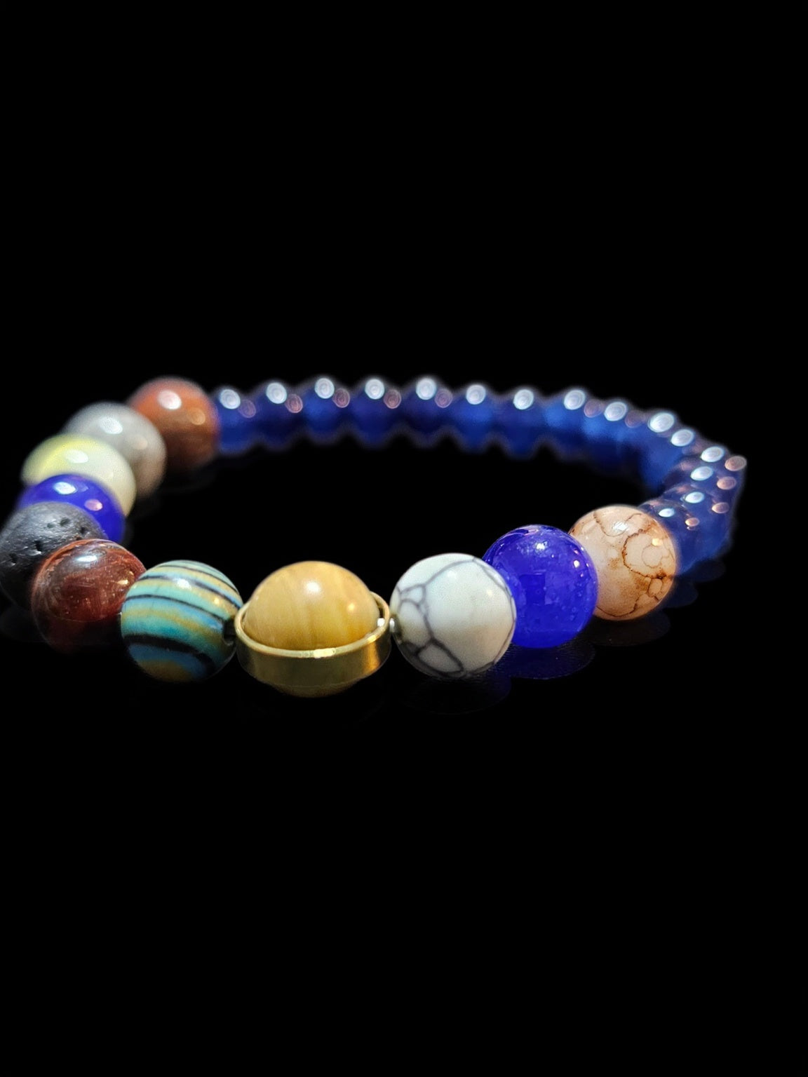 Universe-Inspired Galaxy Solar System Eight Planets Unisex Bracelet - Natural Seven Chakra Stone Beads Handcrafted, Adjustable Jewelry